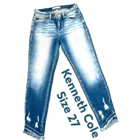 KENNETH COLE ACID WASH ANKLE JEANS - Picture 1 of 10